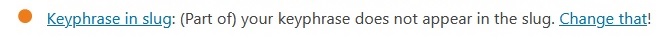 Yoast keyphrase not in slug